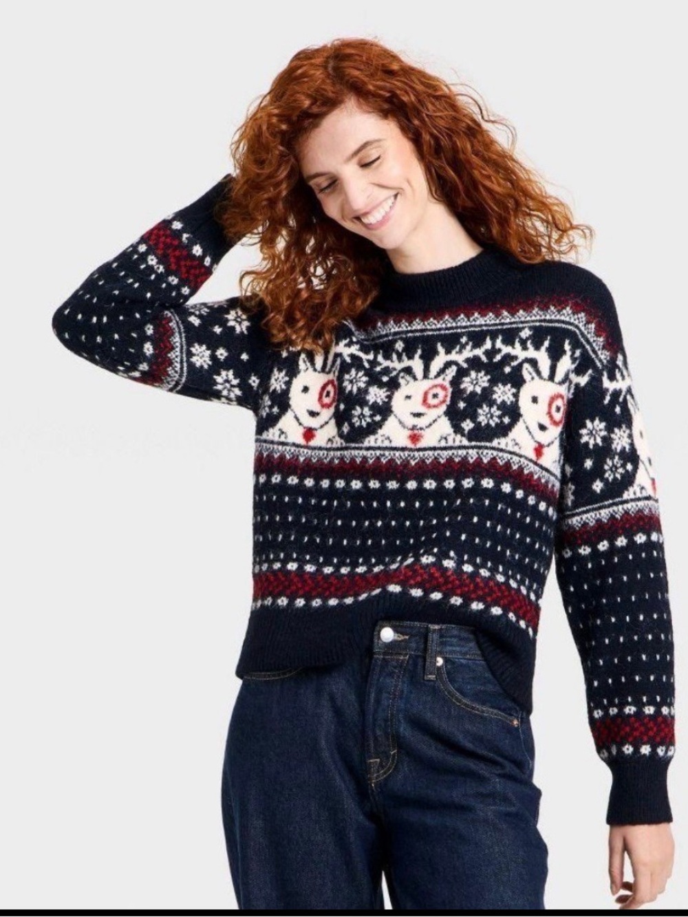 Universal Thread Universal Fair Isle Target Bullseye Dog Holiday Sweater / Large